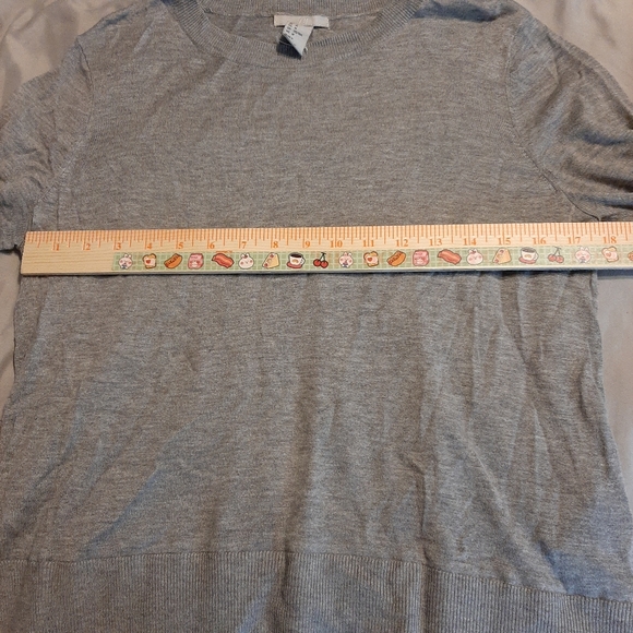 H&M gray sweater mock sheer top Women's Medium - Picture 5 of 9
